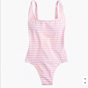 Plunging scoopback one-piece swimsuit in stripe